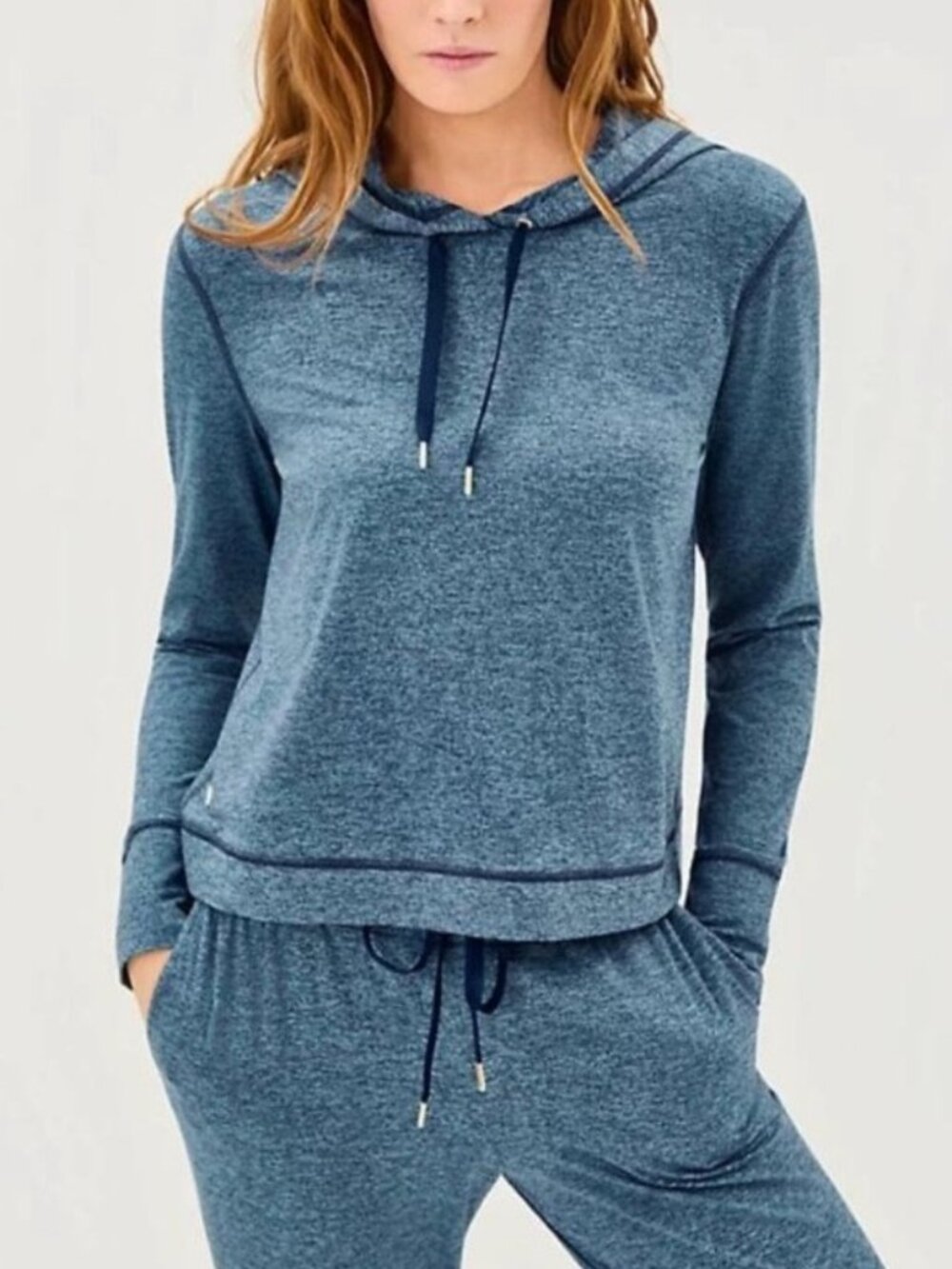 NEW Lilly Pulitzer Asena UPF 50+ Hoodie Sweatshirt Low Tide Navy x Tangie Teal